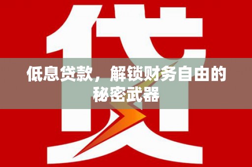 任丘低息贷款，解锁财务自由的秘密武器