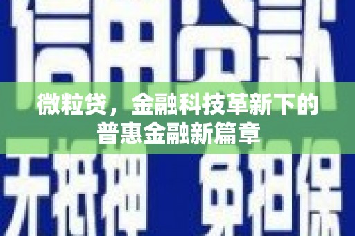 任丘微粒贷，金融科技革新下的普惠金融新篇章