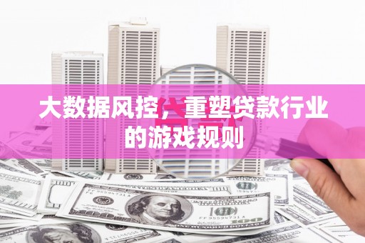 任丘大数据风控，重塑贷款行业的游戏规则