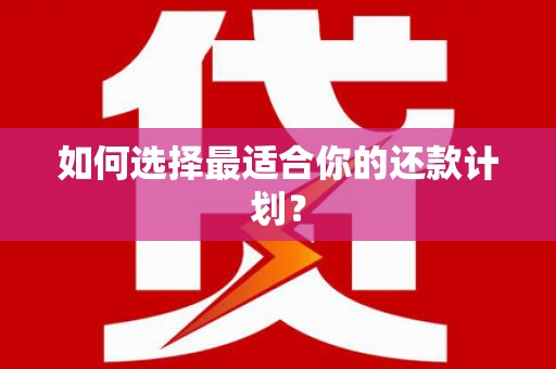 任丘如何选择最适合你的还款计划？